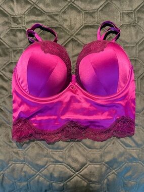 Victoria's Secret Fuchsia Lace Longline Push-Up Bra 34C